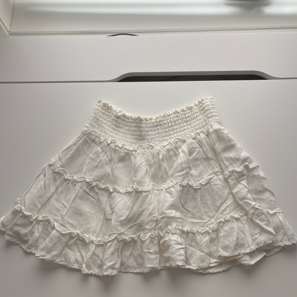 Garage White Ruffled Mini Skirt